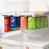 ストレージホルダーラックビールソーダは、飲み物オーガナイザーキッチンダブルロウコンテナのための棚の下の冷蔵庫のスライドをラック缶冷蔵庫スライド230418