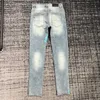 2024 Jeans Casual Skinny Mens Designers Jean Blue denim broek Cashew splicing doek boze Ram Hip Hop Street Pant