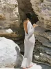 Vestidos casuais sexy sheer malha biquíni cobrir mulheres sólida manga completa backless praia longo maxi vestido 2023 verão feminino solto maiô 230419