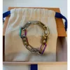 Designer Gold Color Metal Lettre Bracelets pour Femmes Hommes Lien Épais Chaîne Cubaine LIENS PATCHS Bracelet En Acier Inoxydable S Bijoux MONOGRAMME