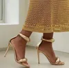 Lady Sandals 10.5 cm Luxury Designer Sandaler Stiletto klackar Sandaler skor klack för kvinnor 8.5 cm Summer Beach Foot Strap Heeled Bakre blixtlås Skor klackar glider