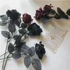 Dekorativa blommor Silk Black Rose Artificial Flower Head Bouquet Home Living Room Weeding Chritmas Decoration Year