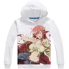 Sweat à capuche masculine Coolprint Anime Monster Musume 3d Long Hooded Life With Girls Miia Papi Cosplay Sweatshirts