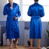 Men's Sleepwear Dressing Nightgown Pajamas Comfort Bathrobe Robe Nightwear Men's Home Color Long Satin Solid Silk Casual Sleeve