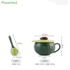 Tassen Avocado Green Frühstück Haferflocken Tasse mit Deckel Griff Löffel weiblich niedlich Kaffee gedünstetes Ei Milch Tasse Keramik Wasser