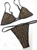 Womens swimwear summer designer high-end luxury bikini fashion sex double-layer feeling lace chain G alphabet embroidery swimsuit