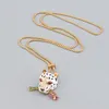 leopard rose silver diamond long gold pendant necklaces for women chain link silver trendy Sweater designer Party Wedding gifts girls Engagement wholesale jewelry