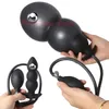 Juguetes anales Inflable Enorme Butt Plug Bola de acero incorporada Mujeres Dilatador vaginal Ampliable Silicona Masajeador de próstata Hombres Sexo 230419