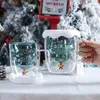 Tazze 1pc Albero di Natale Tazza da caffè Tazze di vetro a doppia parete Isolamento termico Acqua Estate Inverno Bicchieri Regali di Natale 231118