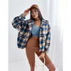 Vestes pour femmes 2023 automne et hiver veste pour femmes mode revers simple boutonnage lâche Plaid laine manteau dames vêtements