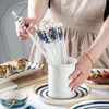 Chopsticks 5 par keramiska japanska stilpinnar återanvändbara sushi set anti-slip tabellegrester