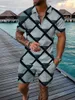 Tute da uomo Tuta da uomo Lattice Casual Summer Business Manica corta Polo e pantaloncini Completo da 2 pezzi Abbigliamento maschile