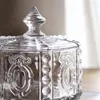 Garrafas de armazenamento Europeu Crystal Glass Jar relevo Decorativo Jóias de doces de mesa de quartos Ornamentos de decoração de jóias de quartos