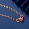 Ism Necklace V T Necklace Ring Horseshoe Buckle Rose Gold Pendant Light Simple Pink Diamond Double Collar Chain