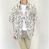 Men's Casual Shirts Summer Short Sleeved Shirt Men Fashion Oversized Printed Korean Loose Ice Silk Mens Hawaiian M-XL