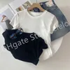 Mode-tops voor dames Sneeuwvlok katoenen shirts Linnen borduurlogo T-shirt met korte mouwen Casual shirts Zwart Wit S M L