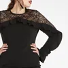 Plus Size Kleider Große Frauen Kleid Weibliche Fett MM Form Sexy Hüftwickelrock Spitze Perspektive Nähte Rüschen Abendgesellschaft