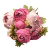 19 i konstgjorda pionblommor Silk Fake Flowers Wedding Party Home Decoration Flower Bouquet Wreath