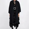 Fourrure femme Fausse Femme Hiver Noir Long Manteau Dames Coton Mode Cardigan Vestes Harjuku Cape À Capuchon Capes ponchos y capas mujer 231118