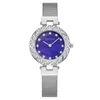 Wristwatches Fashion Diamond Blue Quartz Watch For Women Stainless Steel Watchband Women's Wristwatch Elegant Accessories