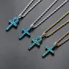 Chains Blue Color Anka Cross Bling Iced Out CZ Hangers ketting mannen en vrouwen CN184