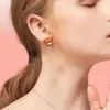 Boucles d'oreilles créoles vache lumière cadeau de luxe boucles d'oreilles en bois clous pour femmes perle mignonne