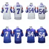 Moive Football Mountain State Jerseys 7 Alex Moran 54 Thad Castle College Home Bleu Extérieur Blanc All Ed Respirant Université pour les fans de sport Broderie