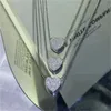 3pcs Heart Diamond Chocker Necklace Sterling Silver Party Wedding Pendants Necklace For Women Bridal Engagement Jewelry Gift