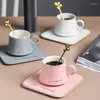 Koppar tefat 180 ml brev keramisk latte kaffekopp med fat och sked personlig te -set nordisk hem kök office party drinkware