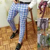 Pantalon homme Y2K hommes Vintage mince Style droit long Streetwear Jogging crayon rayé Plaid hommes affaires pantalon décontracté