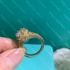 Vintage Gold Diamond Ring Lüks Kadın Bant Yüzük Yüksek Kaliteli Alyans Tase Tewelry Hediye Kız Arkadaşı