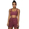 Casual Solid Shorts Set Ladies Tracksuits Crop Top and Drawstring Shorts 2 Piece Matching Sportswear Set Summer Athleisure Outfits