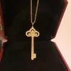 T ketting T dikke gouden kroon hart kroon sleutel ketting voor vrouwen 18K Rose gouden jas ketting diamanten hanger voor vrouwen