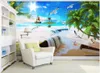 Papéis de parede Mural personalizado no papel de parede papel de parede 3d Vista para o mar de praia Paisagem da paisagem Decoração de casa Po na sala de estar