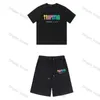 Ensemble de t-shirts Trapstar pour hommes avec lettre brodée et short en peluche à manches courtes Design of motion 59essDesign of motion