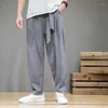 Pantalons pour hommes 2023 printemps coton lin hommes taille élastique décontracté sarouel pantalon de survêtement ample traditionnel chinois pantalon Pantalons Homme