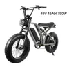 750W MOTOR BICYCLE ELÉTRICO 48V 15AH BATICILAÇÃO DE LITIUM DE BICKIUM ELÉTRICA 20 polegadas 4.0 Tire Fat Retro E-Bike Beach Bike Snow Bike