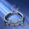 Link Bracelets Chain Stamped Silver Deer Zircon Crystal Bracelet For Women Original Designer Fashion Party Wedding Accessories Jewelry