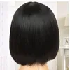 Short Bob Wig Straight 13x1 Lace Front Human Hair Pre Plucked Brazilian T Part Closure For Women Natural