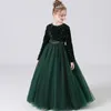 Girl Dresses Dideyttawl Sequin Tulle Long Sleeves Flower Wedding Junior Bridesmaid Evening Party Dress For Girls Pageant Gown