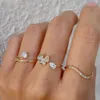 Band Rings Fnio 2023 Moda coreana Temperamento Crystal Twisted Folhas Flores Anel conjunto para jóias femininas