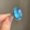 Cluster Rings Natural Blue Aquamarine Oval Bead Adjustable Ring 17.8 14.2mm 925 Sterling Silver Fashion