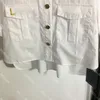 Lettre Broderie Femmes Chemises Blanc À Manches Courtes Blouses Revers Cou Designer Tops avec Bouton D'or