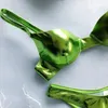 Costume da bagno Dres a due pezzi Bikini verde PU in pelle push-up reggiseno lucido a fascia costumi da bagno costumi da bagno Tankini costume da bagno estivo 230419
