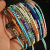 Bangle Bohemian Colorful Glass Beads Bracelets Cotton Rope Adjustable Handmade 3-layers Wristband Party Jewelry