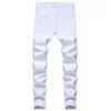 Jeans pour hommes Blanc Mode Hip Hop Ripped Skinny Denim Pantalon Slim Fit Stretch Distressed Zip Jean Pantalon de haute qualité 230419