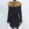 Femmes fourrure fausse mode réel manteau veste d'hiver femmes longue Parka imperméable col naturel capuche épaisse chaude doublure de raton laveur 231118