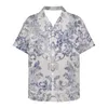 Camisas casuais masculinas estilo europeu Vintage Luxo Rococo Padrão Hawaiian Men Summer Summer Manuve Blogues Top top solto Camisa