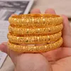 Bangle 24k 4pcs/Lot Dubai Wedding Bangles For Women Ethiopian Jewelry Gold Color indian Bangles Bracelets Women Birthday Jewelry Gifts 230419