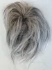 Full Hand Tied Mono base hair topper grey human hair piece Salt and Pepper Color European wo men grayToppers hairpiece clip in extension silver custom 20day about 3x5"